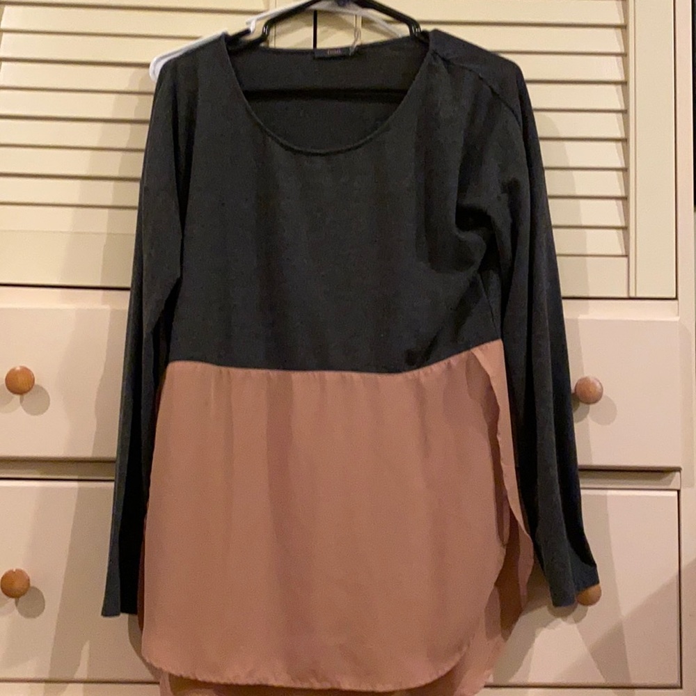 Gray and tan top